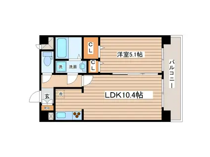 グランジュールマンション高砂駅前(1LDK/13階)の間取り写真