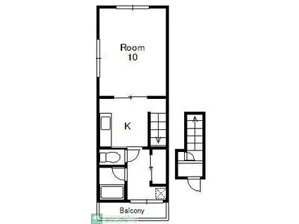 戸川ハイツ(1DK/2階)の間取り写真