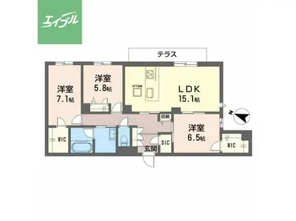 シャーメゾン フェアリーステージ(3LDK/1階)の間取り写真