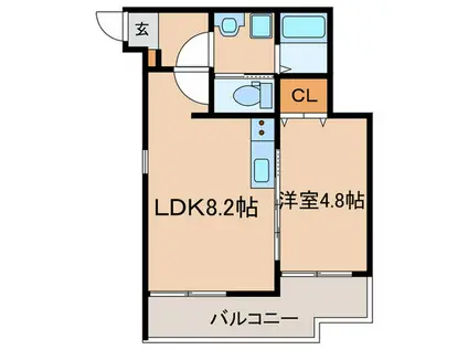 ベレーザ等持院I(1LDK/1階)の間取り写真