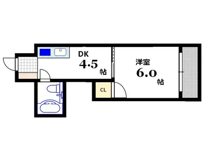 シャイン舟入(1DK/4階)の間取り写真