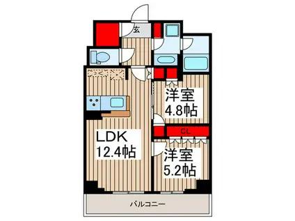 リーフシティ市川ザ・レジデンス(2LDK/4階)の間取り写真