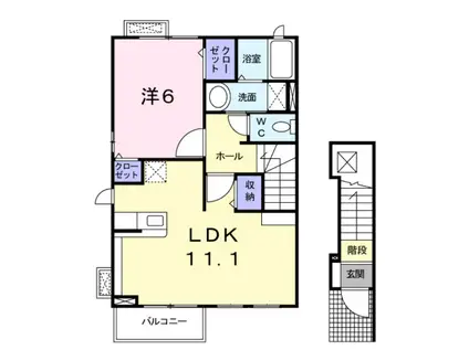 フィオーレ(1LDK/2階)の間取り写真