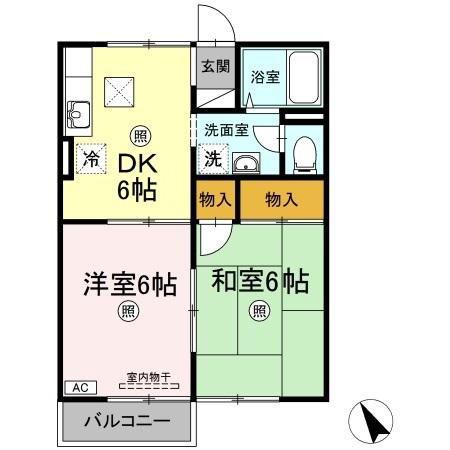 カームナガセ(2DK/1階)の間取り写真