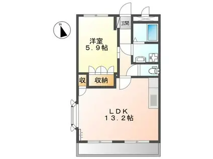 アベニール細江(1LDK/2階)の間取り写真
