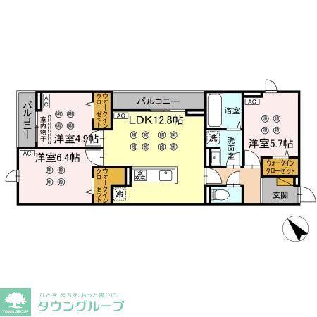 D-KISARIA WI(3LDK/2階)の間取り写真