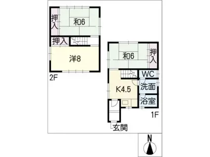 ハイツヤングラース(3K/2階)の間取り写真