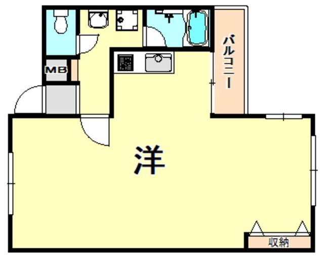 桂尾山サンハイツ(ワンルーム/2階)の間取り写真