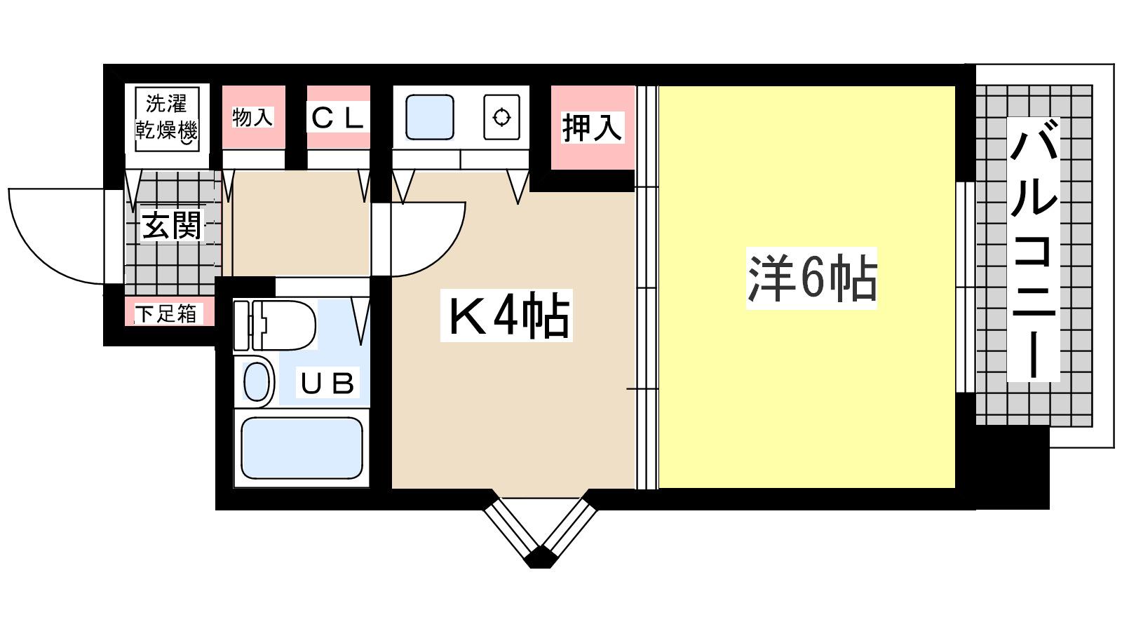 ルモンド西宮(1DK/2階)の間取り写真