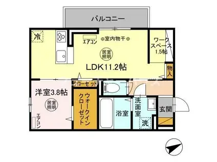フォレスト新原(1LDK/3階)の間取り写真