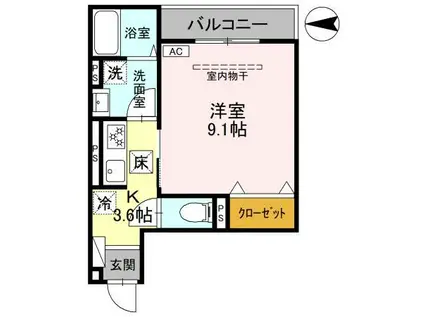 AKコンフォルト高崎栄町(1K/1階)の間取り写真