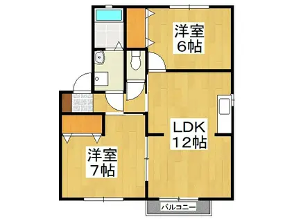 パトリア山崎(2LDK/2階)の間取り写真
