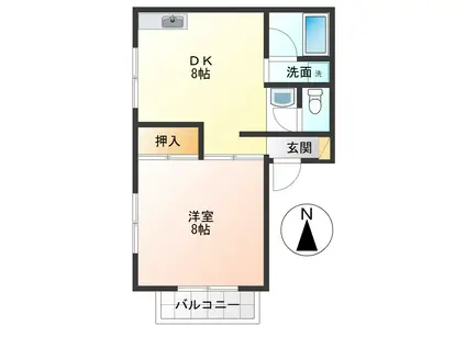 サニーハイツ(1DK/2階)の間取り写真