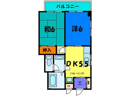 メゾン340(2DK/2階)の間取り写真