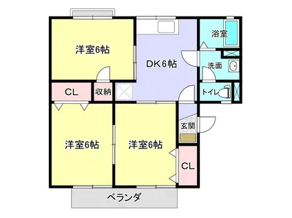 セベルハイツB(3DK/2階)の間取り写真