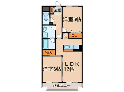 グリーンコート(2LDK/2階)の間取り写真
