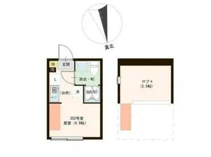 ハーモニーテラス前野町IV(ワンルーム/2階)の間取り写真