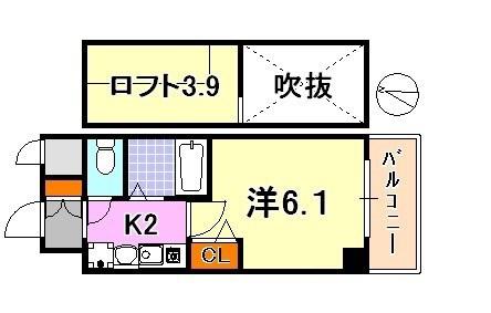 エステムコート神戸県庁前Ⅲフィエルテ(1K/6階)の間取り写真