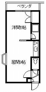 ビジョン616(1DK/5階)の間取り写真