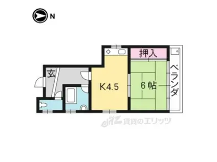 ハイツ北山(1K/2階)の間取り写真