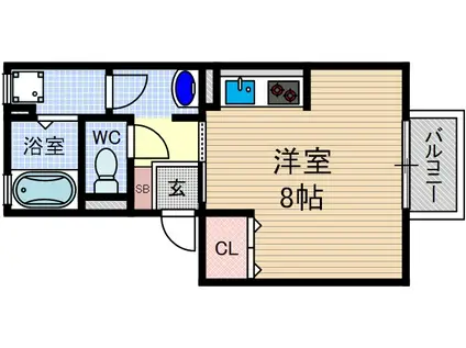 テラーウエスト新芦屋(ワンルーム/1階)の間取り写真