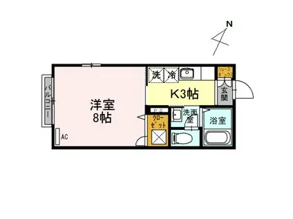 プチセントラル(1K/2階)の間取り写真