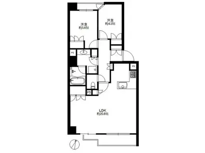 グランドメゾン桜新町(2LDK/4階)の間取り写真