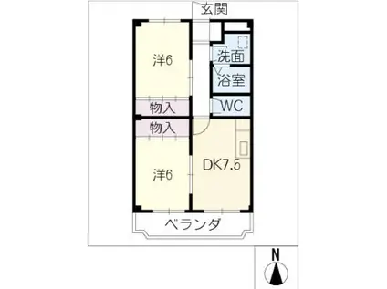 ARK引山(2DK/2階)の間取り写真