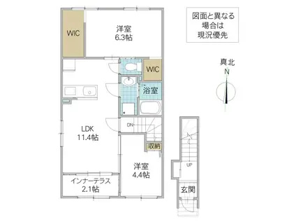 那珂市菅谷字寄居 アパート(2LDK/2階)の間取り写真
