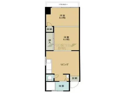 ミナヒロハイツ(2DK/5階)の間取り写真