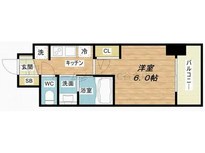 エステムコート難波サウスプレイスVIラグジー(1K/8階)の間取り写真