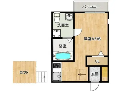 メルシェンシャトー(ワンルーム/2階)の間取り写真