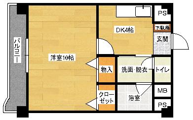 エルグランドーセ(1DK/3階)の間取り写真