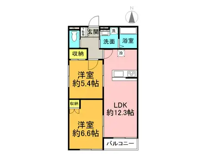 麻利サウスルーチェ(2LDK/3階)の間取り写真