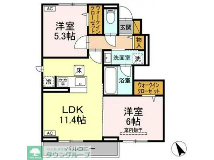 エリオス(2LDK/1階)の間取り写真