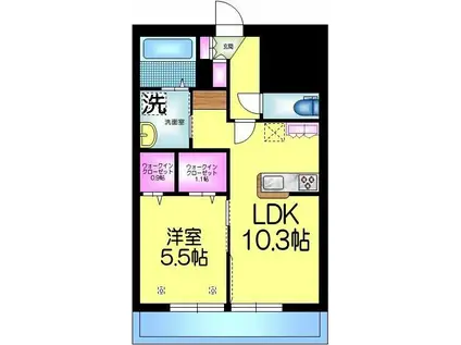 GAIA NST ガイアネスト(1LDK/3階)の間取り写真