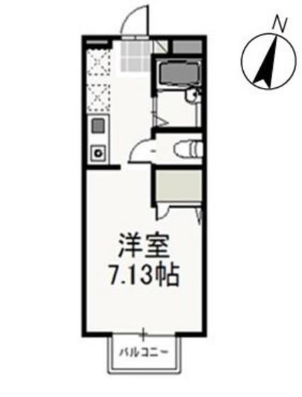 カーサ・アネーロA(1K/2階)の間取り写真