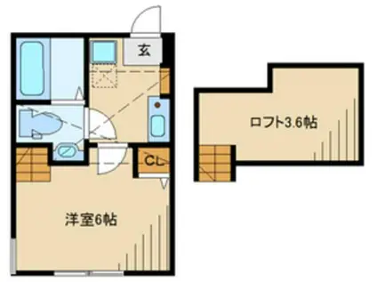リッツ北里(1K/1階)の間取り写真
