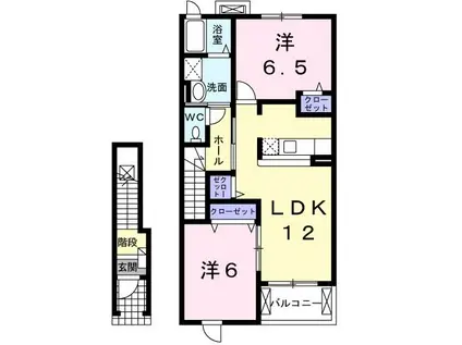 ローレルコートN(2LDK/2階)の間取り写真