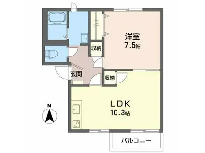 ベル藤和ハイツA(1LDK/2階)の間取り写真
