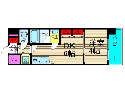 エスレジデンス淀屋橋(1DK/5階)の間取り写真