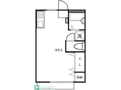 セントラルハイツ(ワンルーム/1階)の間取り写真