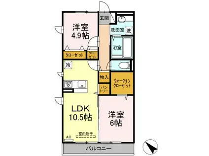 ソレイユ日吉(2LDK/2階)の間取り写真