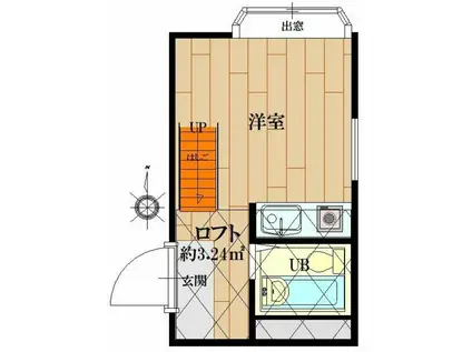 ユニクレスト東中野(ワンルーム/1階)の間取り写真