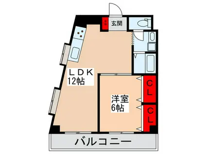 エステート梅島2(1LDK/5階)の間取り写真