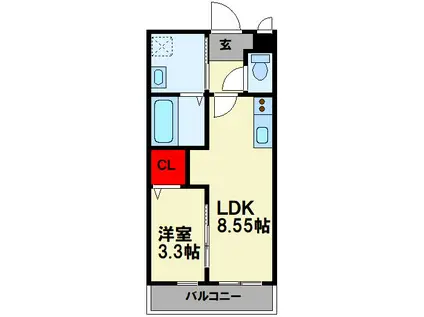 PRIMAIRE SIX(1LDK/2階)の間取り写真