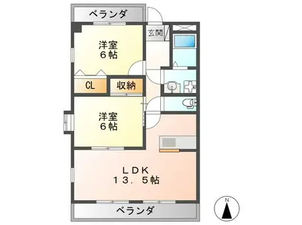 WAVE21(2LDK/3階)の間取り写真