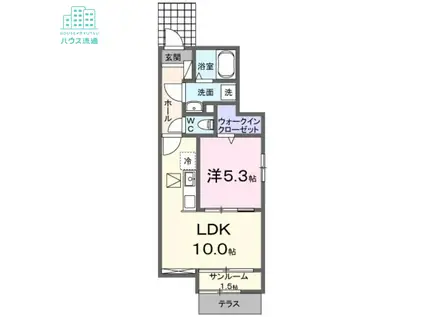 エイティエイト富の原I(1LDK/1階)の間取り写真