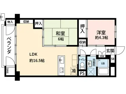 狛江ハイタウン(2LDK/11階)の間取り写真