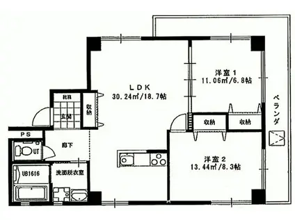 サザンリーフ(2LDK/2階)の間取り写真